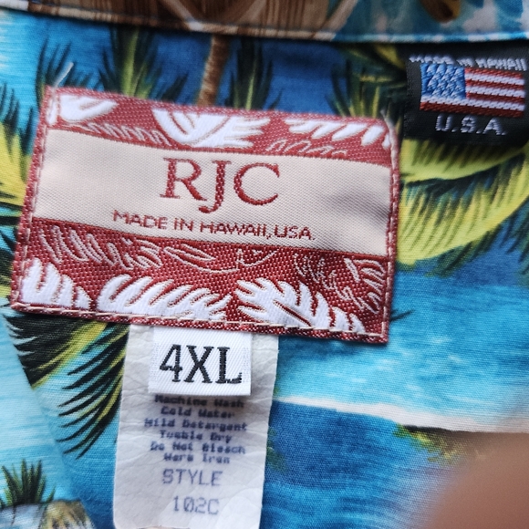 RJC HAWAIIAN ISLANDS/HIBISCUS COTTON BUTTON HAWAIIAN SHIRT, MENS SIZE 4XL  EUC. - Picture 6 of 10
